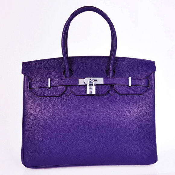 H35 Hermes Birkin 35CM Tote Bags granulato Vitello H35 Iris